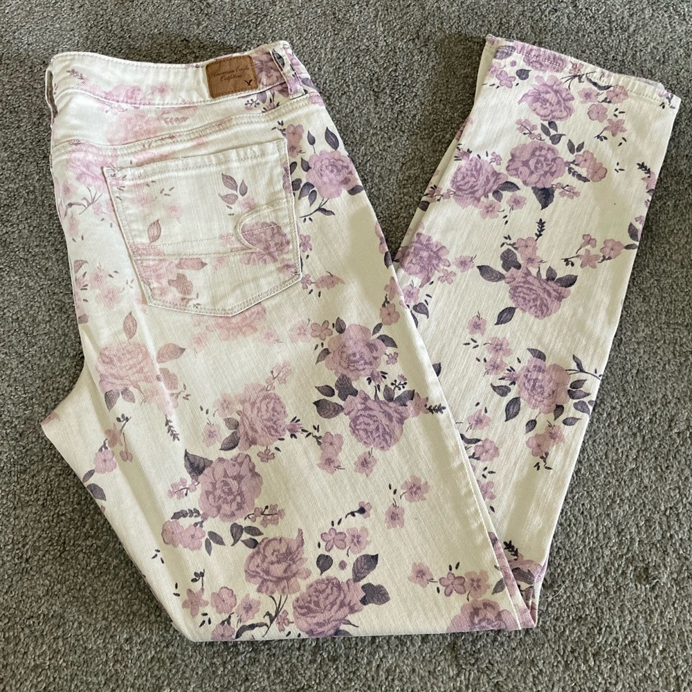 American Eagle Floral Skinny Jeans | Women’s Size 14